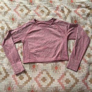 Women's Pink Long Sleeve Crop Top